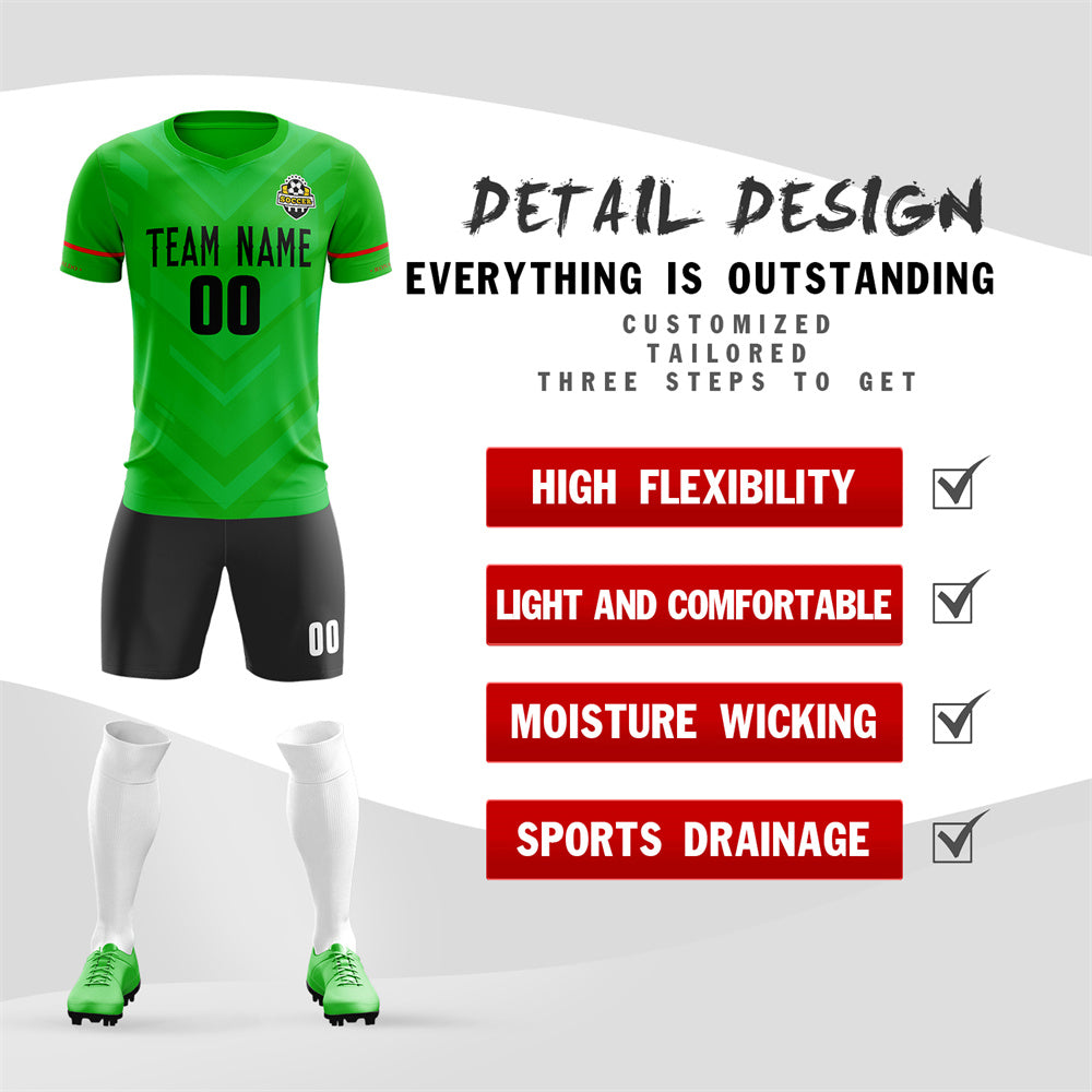 Custom Green Black Training Uniform Soccer Sets Jersey