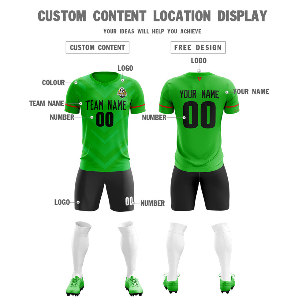 Custom Green Black Training Uniform Soccer Sets Jersey