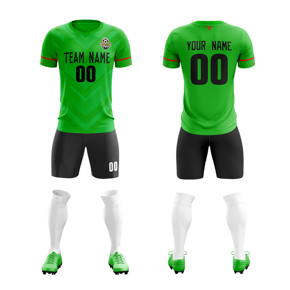 Custom Green Black Training Uniform Soccer Sets Jersey