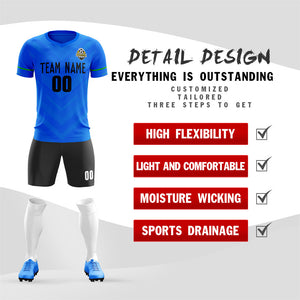 Custom Royal Black Training Uniform Soccer Sets Jersey