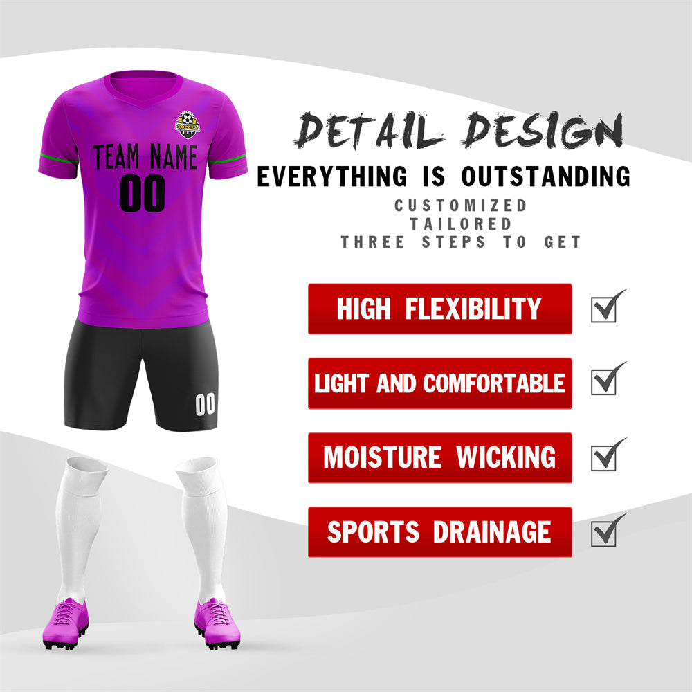 Custom Purple Black Training Uniform Soccer Sets Jersey