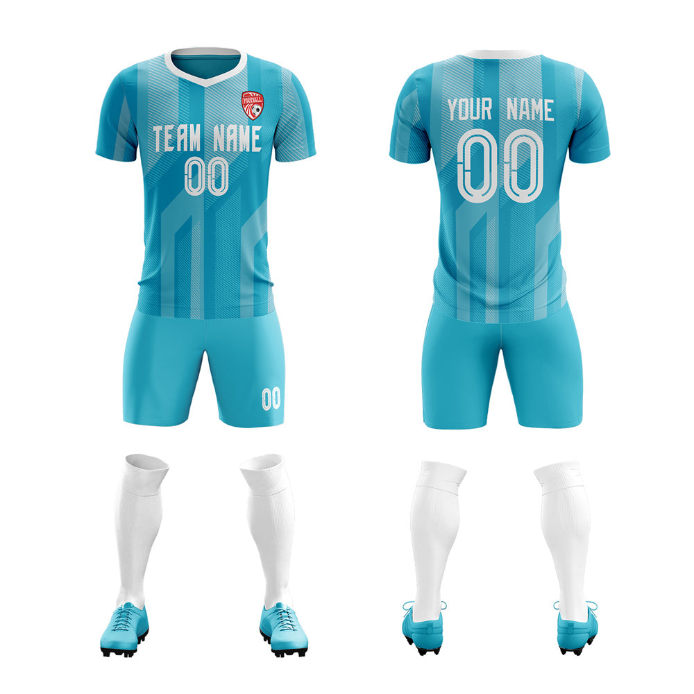 Custom Light Blue Training Uniform Soccer Sets Jersey