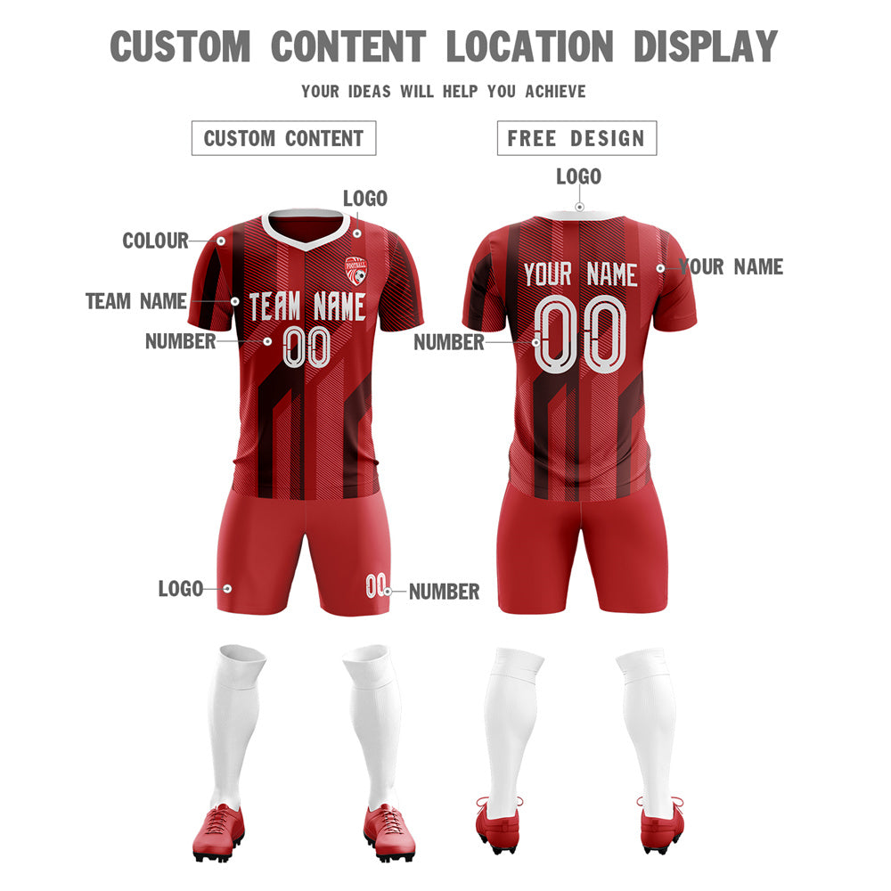 Custom Red White-Red Training Uniform For Men Soccer Sets Jersey