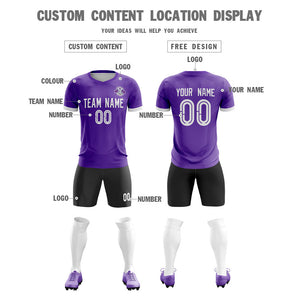 Custom Purple Black Training Uniform For Men Soccer Sets Jersey