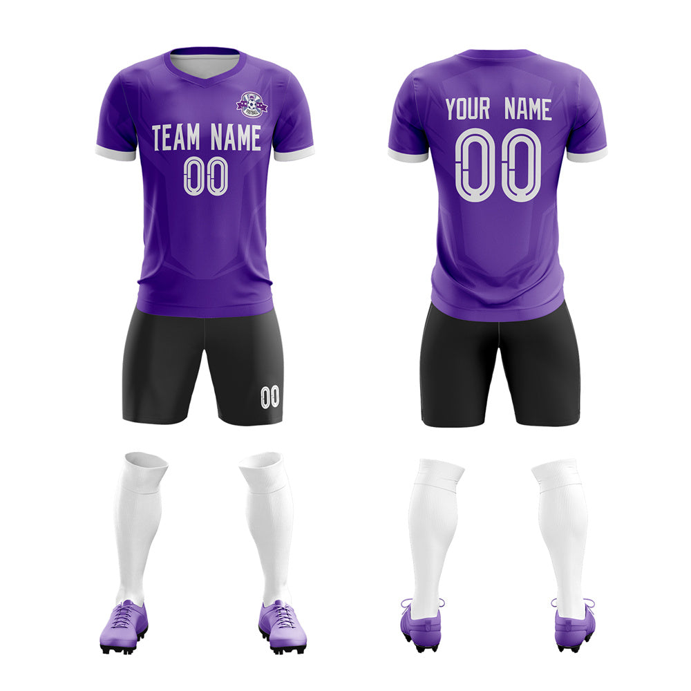 Custom Purple Black Training Uniform For Men Soccer Sets Jersey