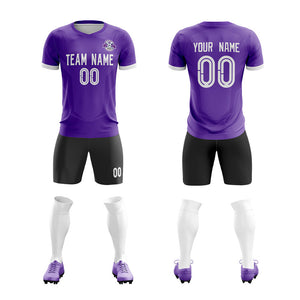 Custom Purple Black Training Uniform For Men Soccer Sets Jersey