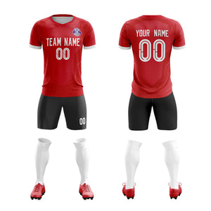 Custom Red Black Training Uniform For Men Soccer Sets Jersey