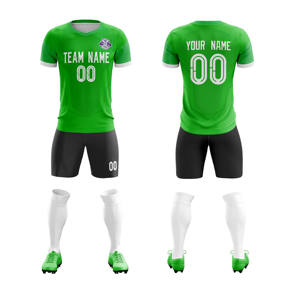 Custom Green Black Training Uniform For Men Soccer Sets Jersey