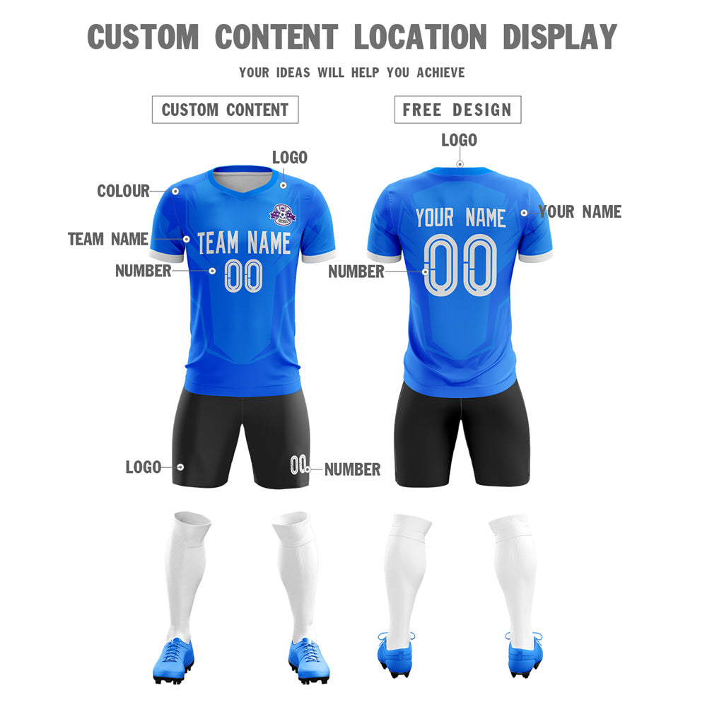 Custom Royal Black Training Uniform For Men Soccer Sets Jersey