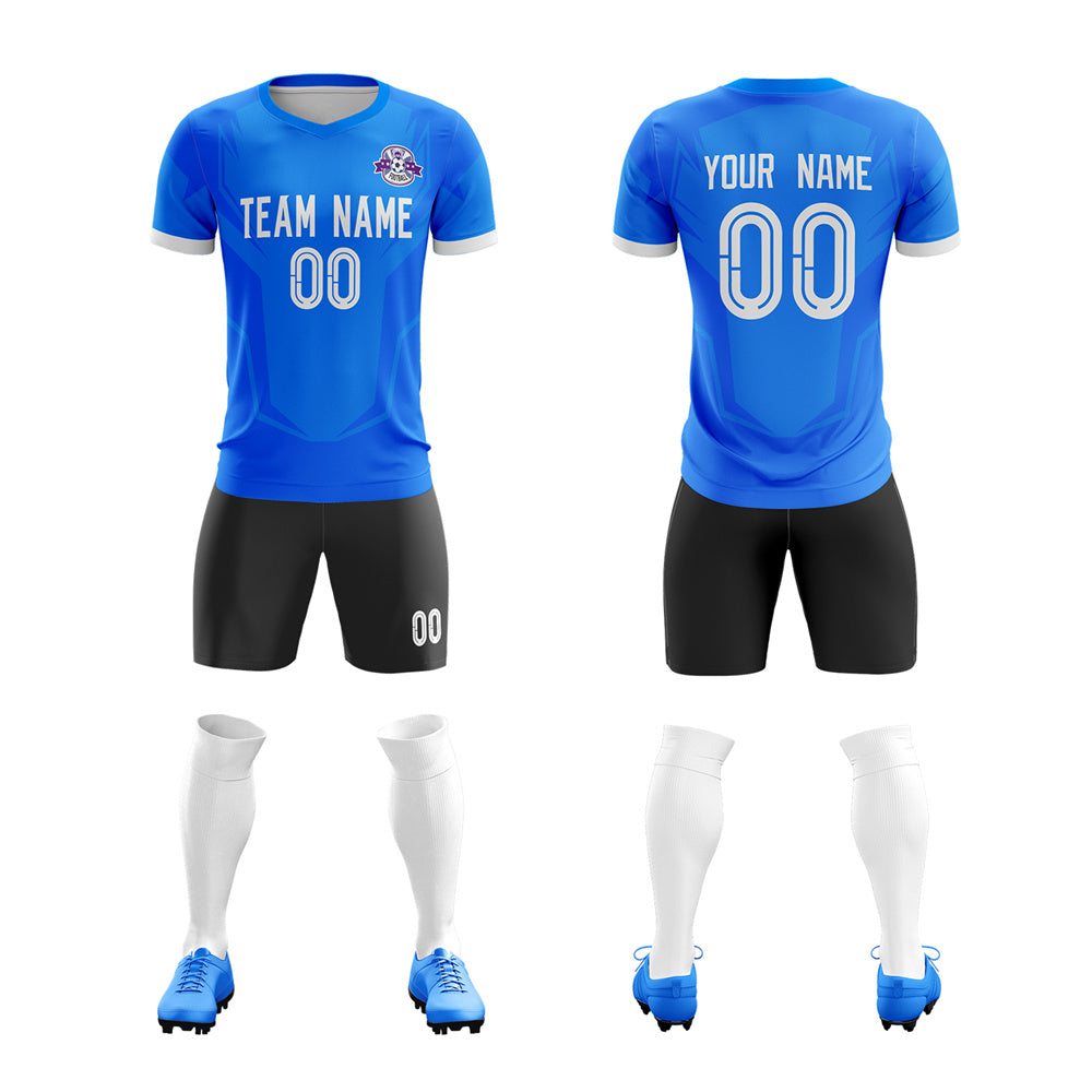 Custom Royal Black Training Uniform For Men Soccer Sets Jersey