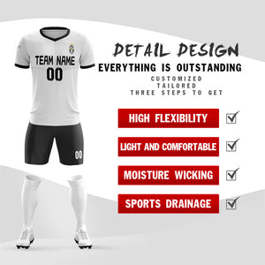 Custom White Black Black Training Uniform For Men Soccer Sets Jersey