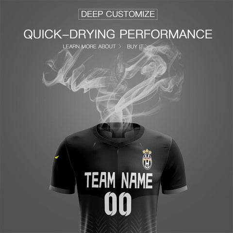 Custom Black Gray Black Training Uniform For Men Soccer Sets Jersey