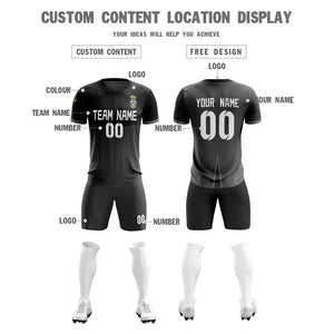 Custom Black Gray Black Training Uniform For Men Soccer Sets Jersey