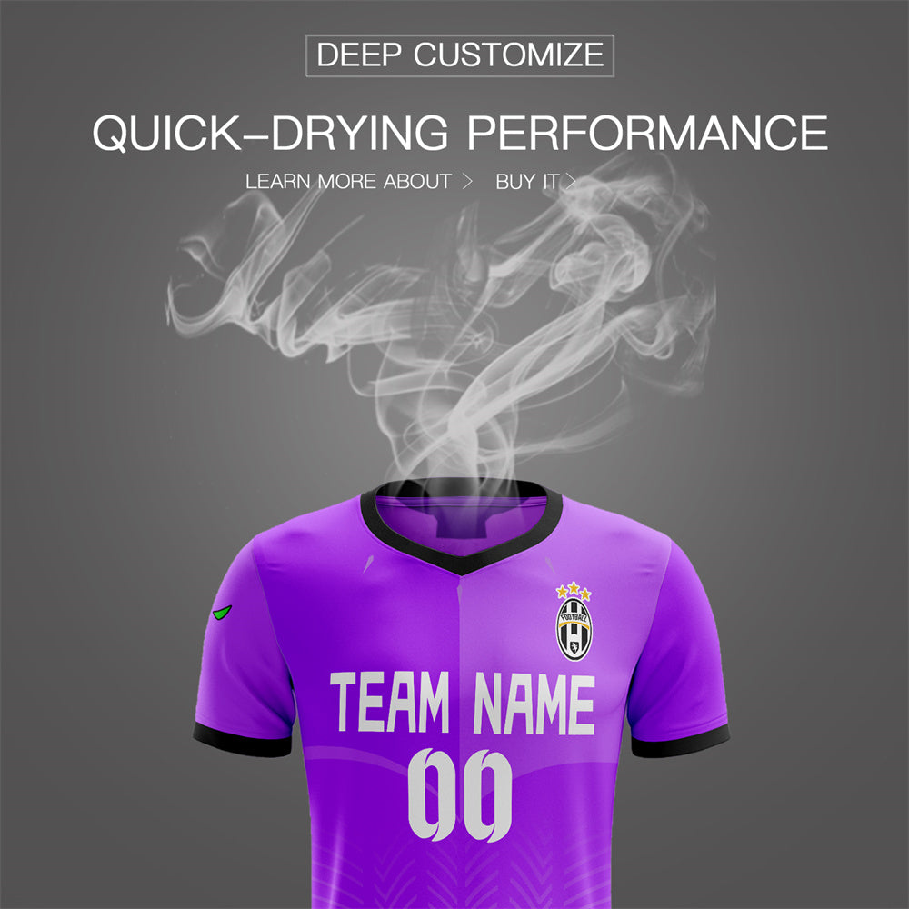 Custom Purple White Black Training Uniform For Men Soccer Sets Jersey