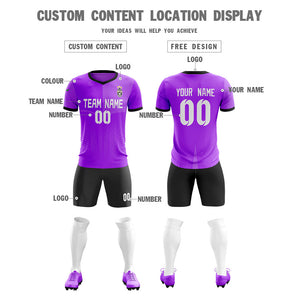 Custom Purple White Black Training Uniform For Men Soccer Sets Jersey