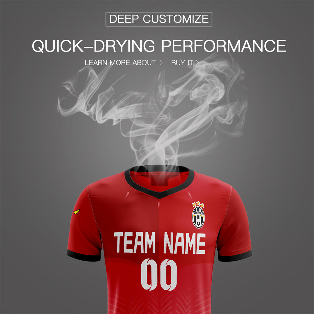 Custom Red Black Training Uniform For Men Soccer Sets Jersey