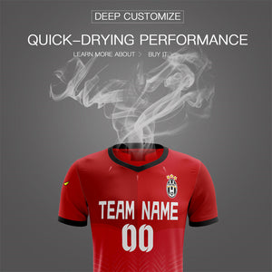 Custom Red Black Training Uniform For Men Soccer Sets Jersey