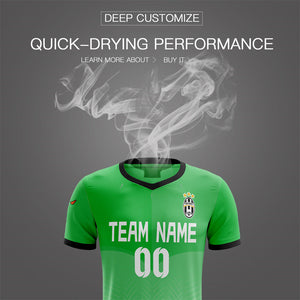 Custom Green Black Training Uniform For Men Soccer Sets Jersey