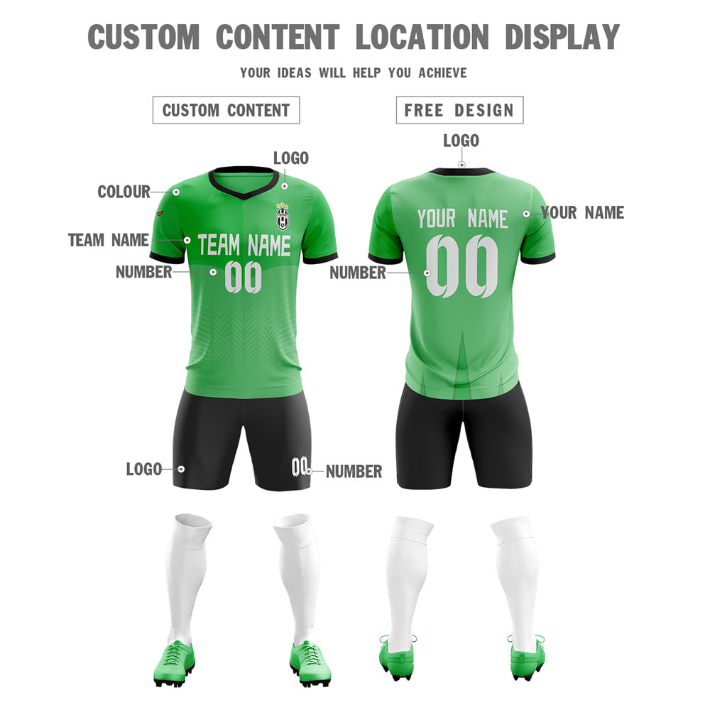 Custom Green Black Training Uniform For Men Soccer Sets Jersey