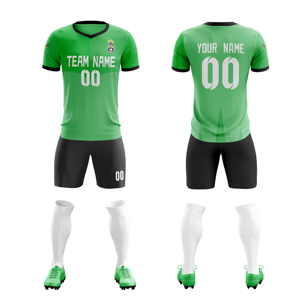 Custom Green Black Training Uniform For Men Soccer Sets Jersey