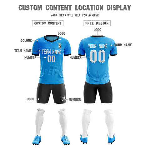 Custom Powder Blue Training Uniform For Men Soccer Sets Jersey