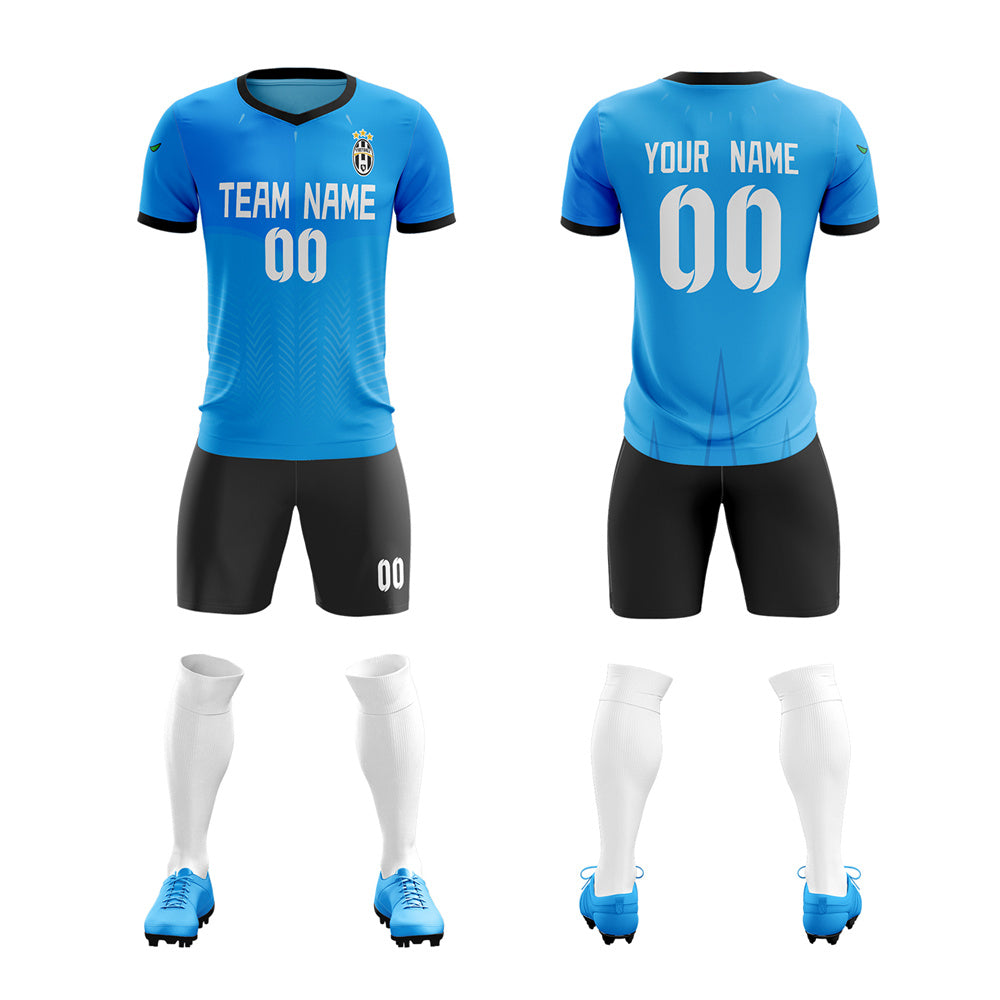 Custom Powder Blue Training Uniform For Men Soccer Sets Jersey