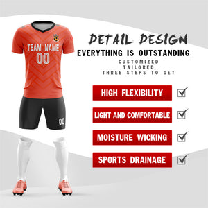 Custom Orange Black Training Uniform For Men Soccer Sets Jersey