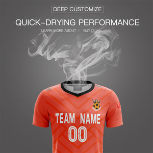 Custom Orange Black Training Uniform For Men Soccer Sets Jersey