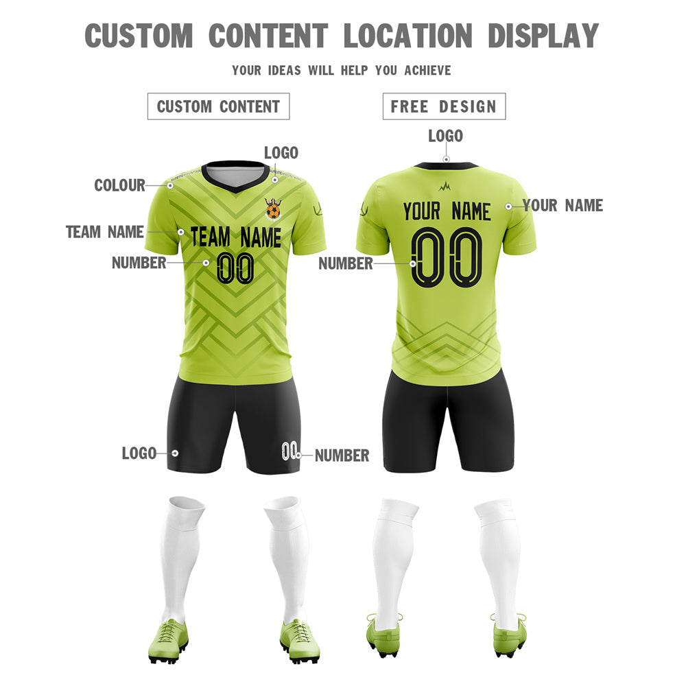 Custom Green Black Training Uniform For Men Soccer Sets Jersey