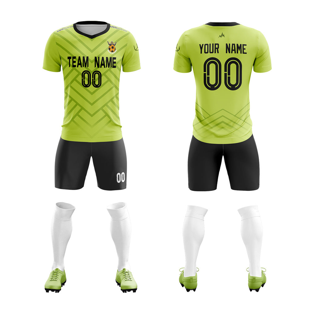 Custom Green Black Training Uniform For Men Soccer Sets Jersey