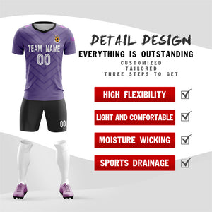 Custom Purple Black Training Uniform For Men Soccer Sets Jersey