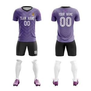 Custom Purple Black Training Uniform For Men Soccer Sets Jersey