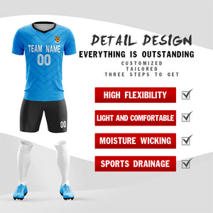 Custom Blue Black Training Uniform For Men Soccer Sets Jersey