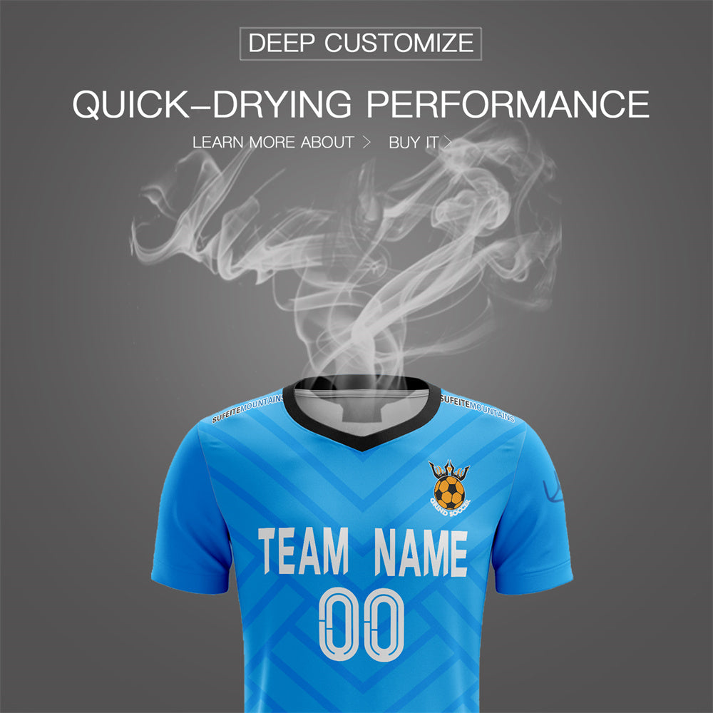 Custom Blue Black Training Uniform For Men Soccer Sets Jersey