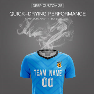 Custom Blue Black Training Uniform For Men Soccer Sets Jersey