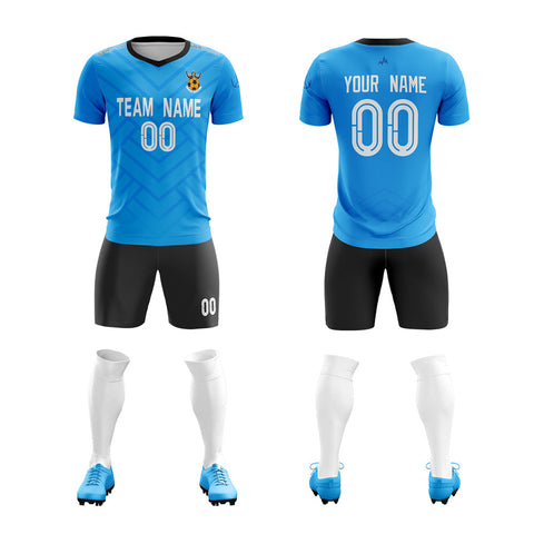 Custom Blue Black Training Uniform For Men Soccer Sets Jersey