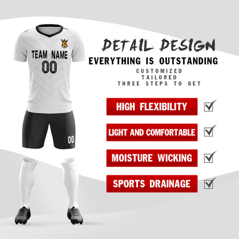 Custom White Black Training Uniform For Men Soccer Sets Jersey