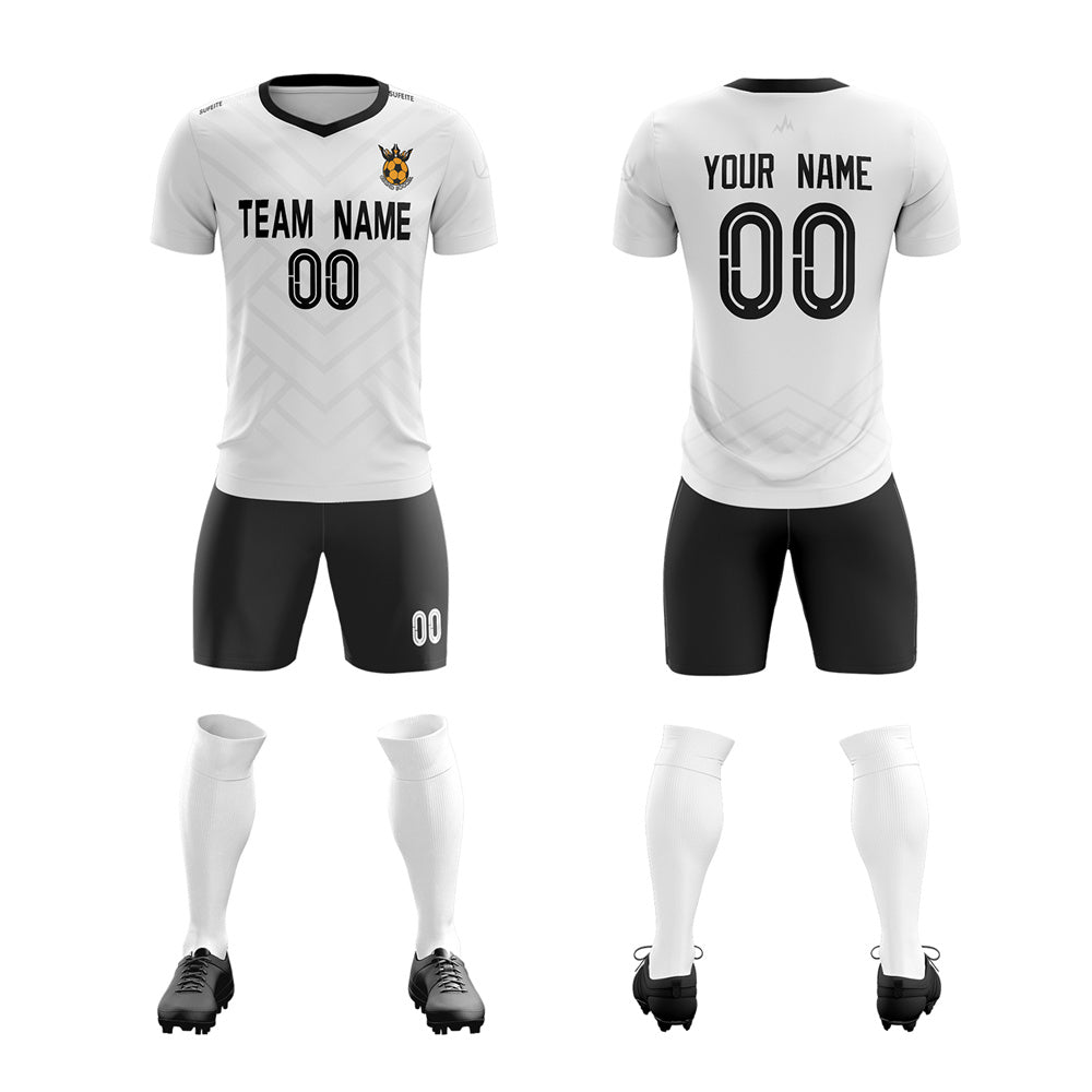 Custom White Black Training Uniform For Men Soccer Sets Jersey