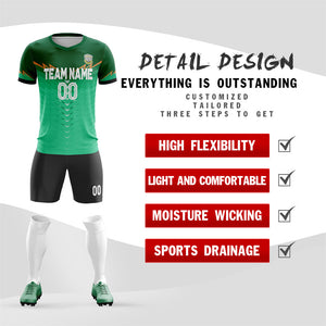 Custom Green Black Training Uniform For Men Soccer Sets Jersey