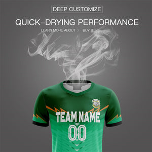 Custom Green Black Training Uniform For Men Soccer Sets Jersey