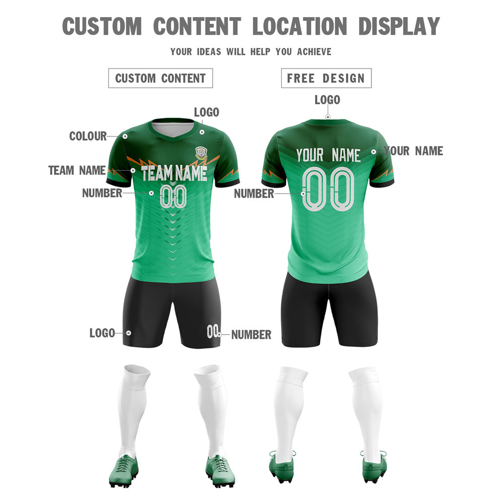 Custom Green Black Training Uniform For Men Soccer Sets Jersey