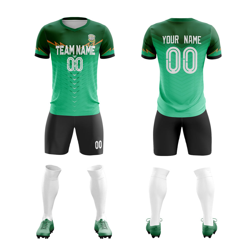 Custom Green Black Training Uniform For Men Soccer Sets Jersey