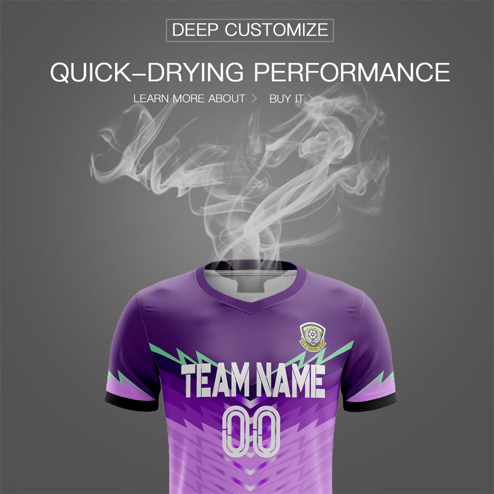 Custom Purple Black Training Uniform For Men Soccer Sets Jersey