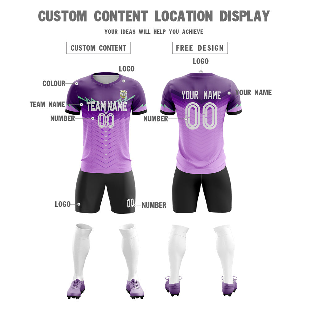 Custom Purple Black Training Uniform For Men Soccer Sets Jersey