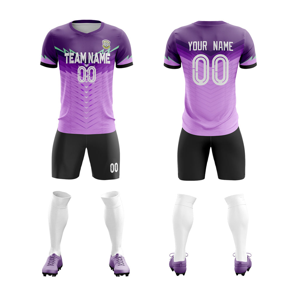 Custom Purple Black Training Uniform For Men Soccer Sets Jersey