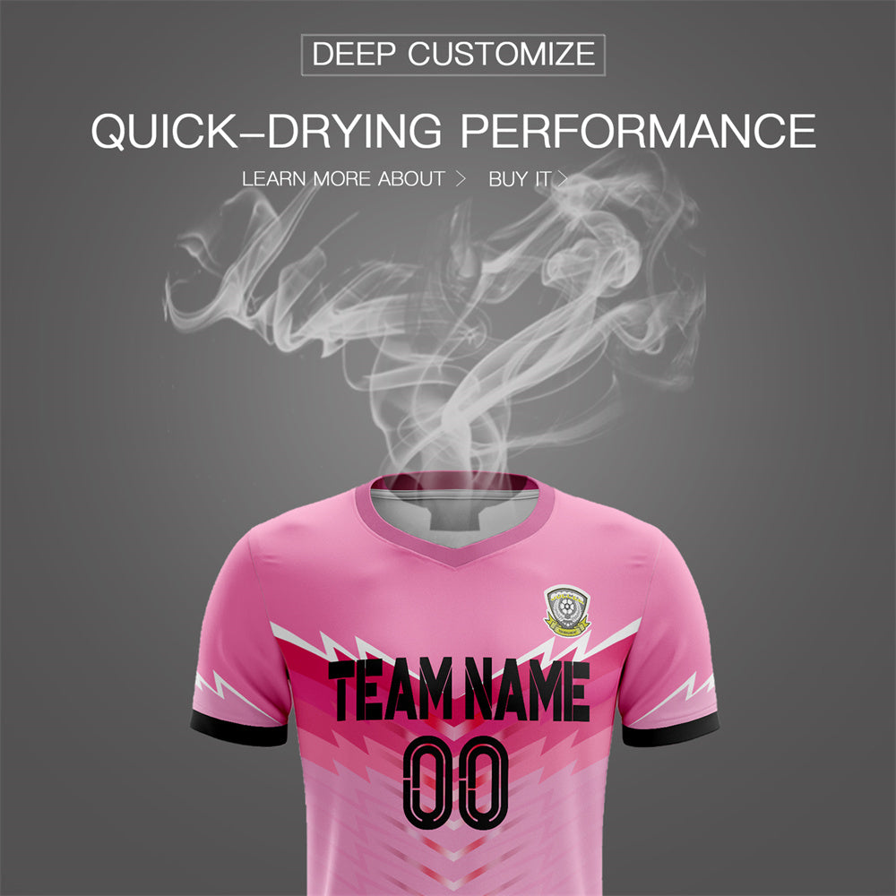 Custom Pink Black Training Uniform For Men Soccer Sets Jersey