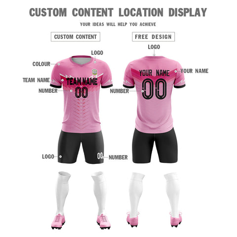 Custom Pink Black Training Uniform For Men Soccer Sets Jersey