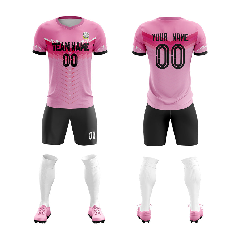 Custom Pink Black Training Uniform For Men Soccer Sets Jersey