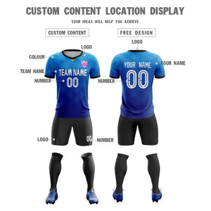 Custom Blue Black-White Soccer Sets Jersey