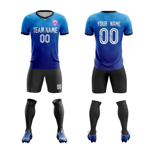 Custom Blue Black-White Soccer Sets Jersey